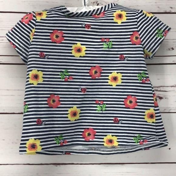 Wonder Nation Navy‎ Blue Stripe Floral Top - Picture 2 of 5